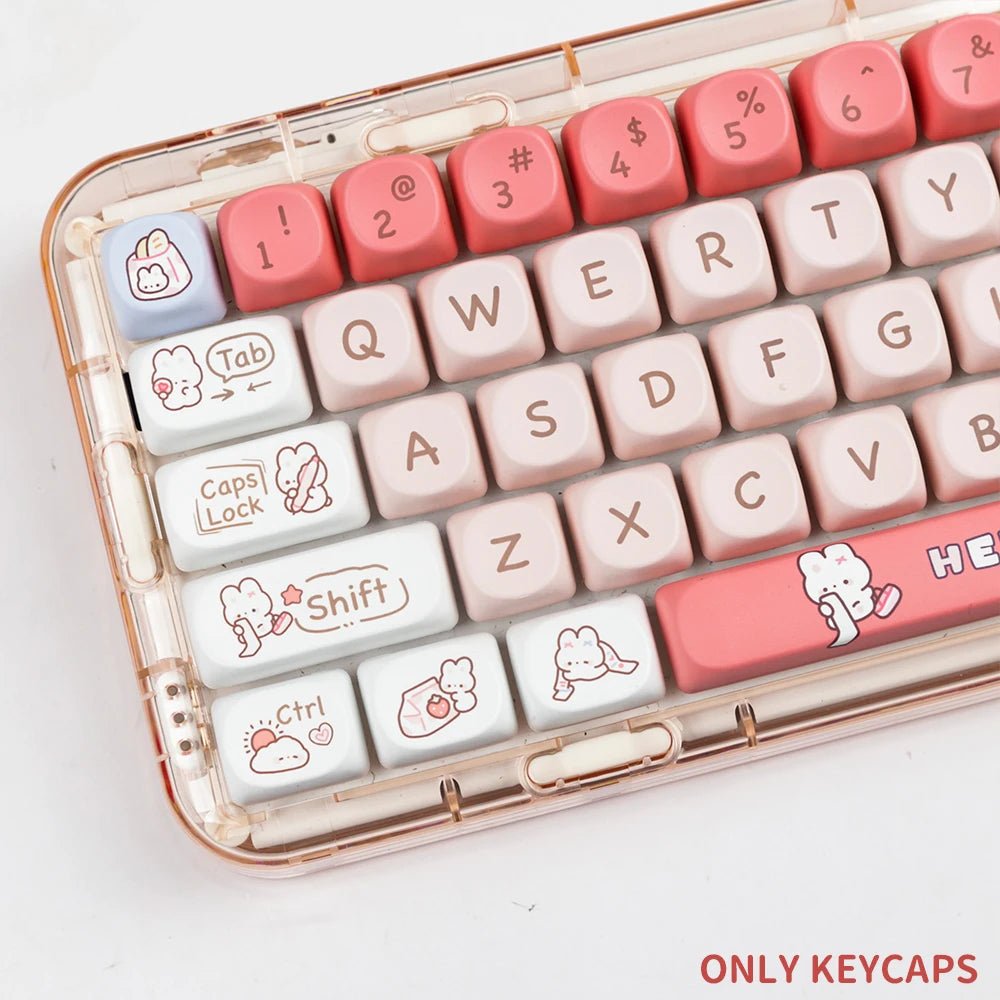 Cute Pink Shopping Bunny Theme Artisan Keycap Set