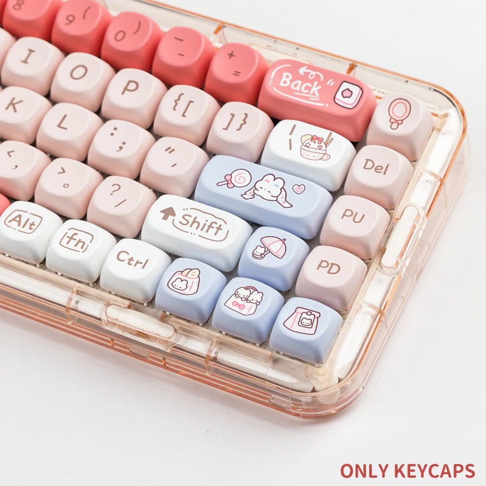 Cute Pink Shopping Bunny Theme Artisan Keycap Set