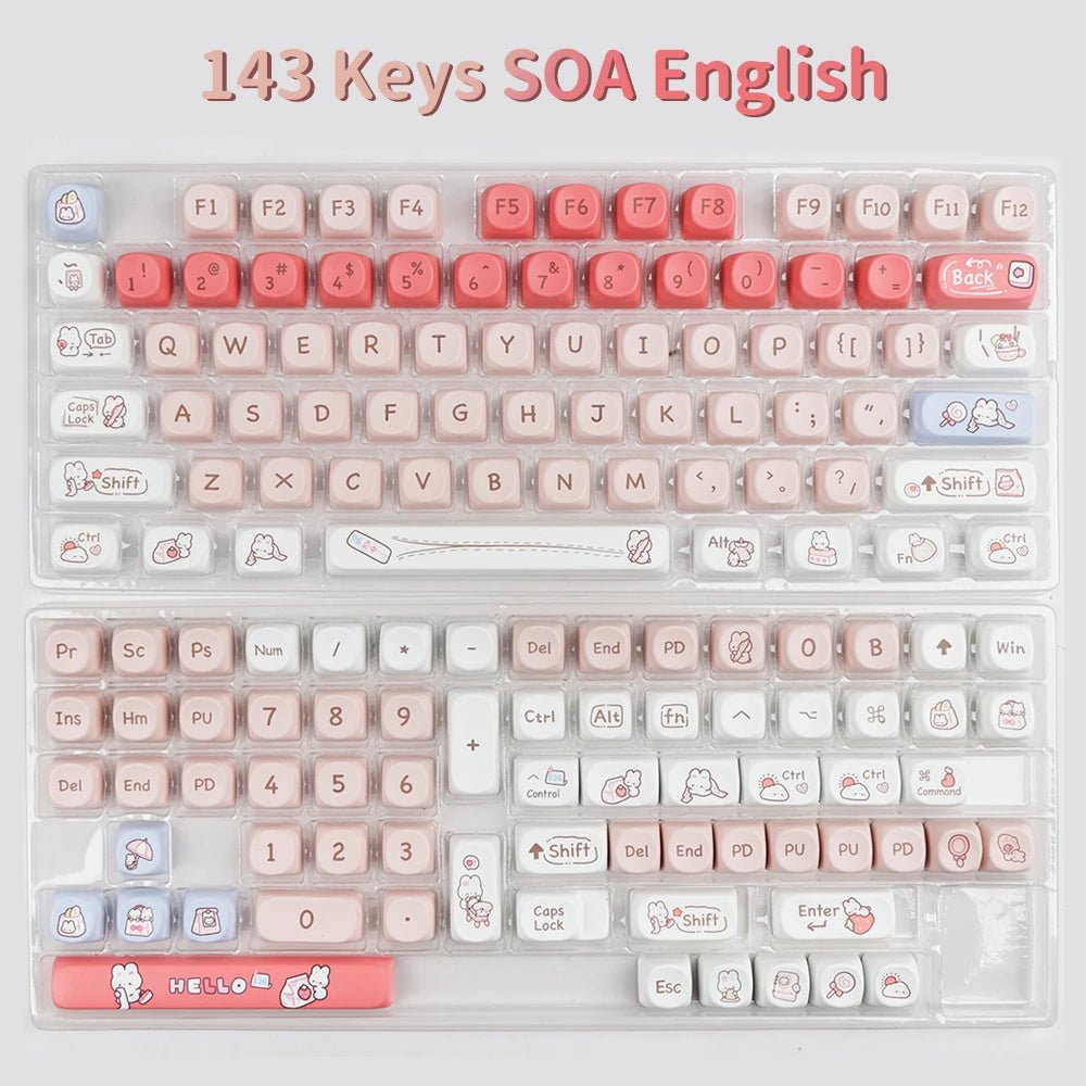 Cute Pink Shopping Bunny Theme Artisan Keycap Set