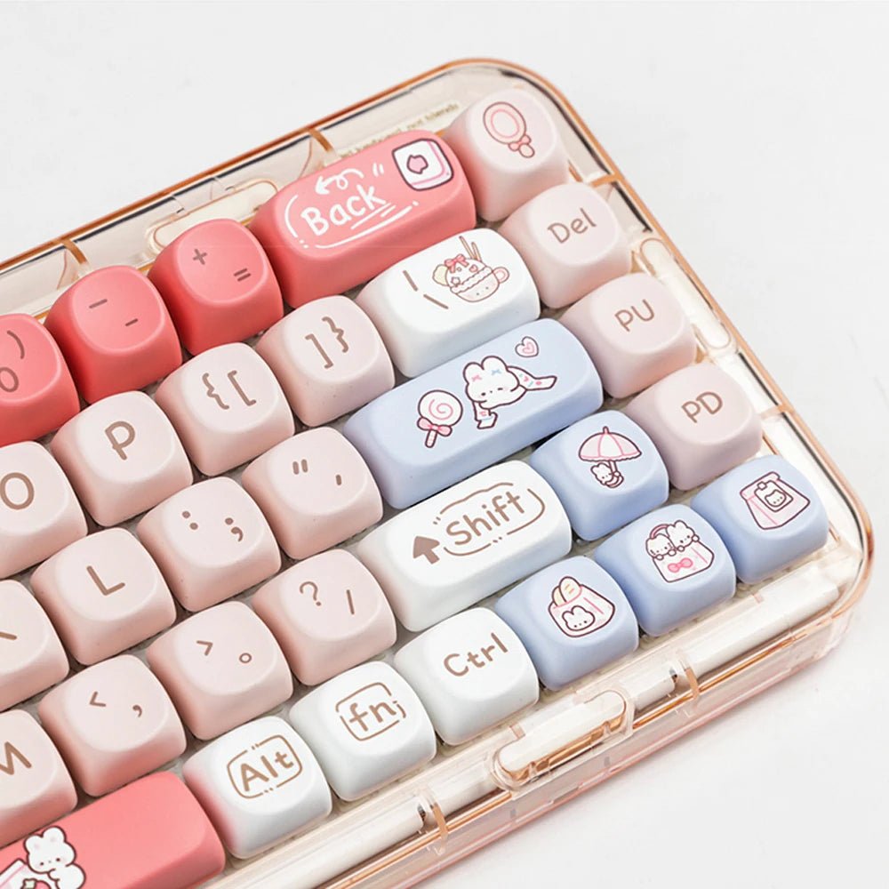 Cute Pink Shopping Bunny Theme Artisan Keycap Set