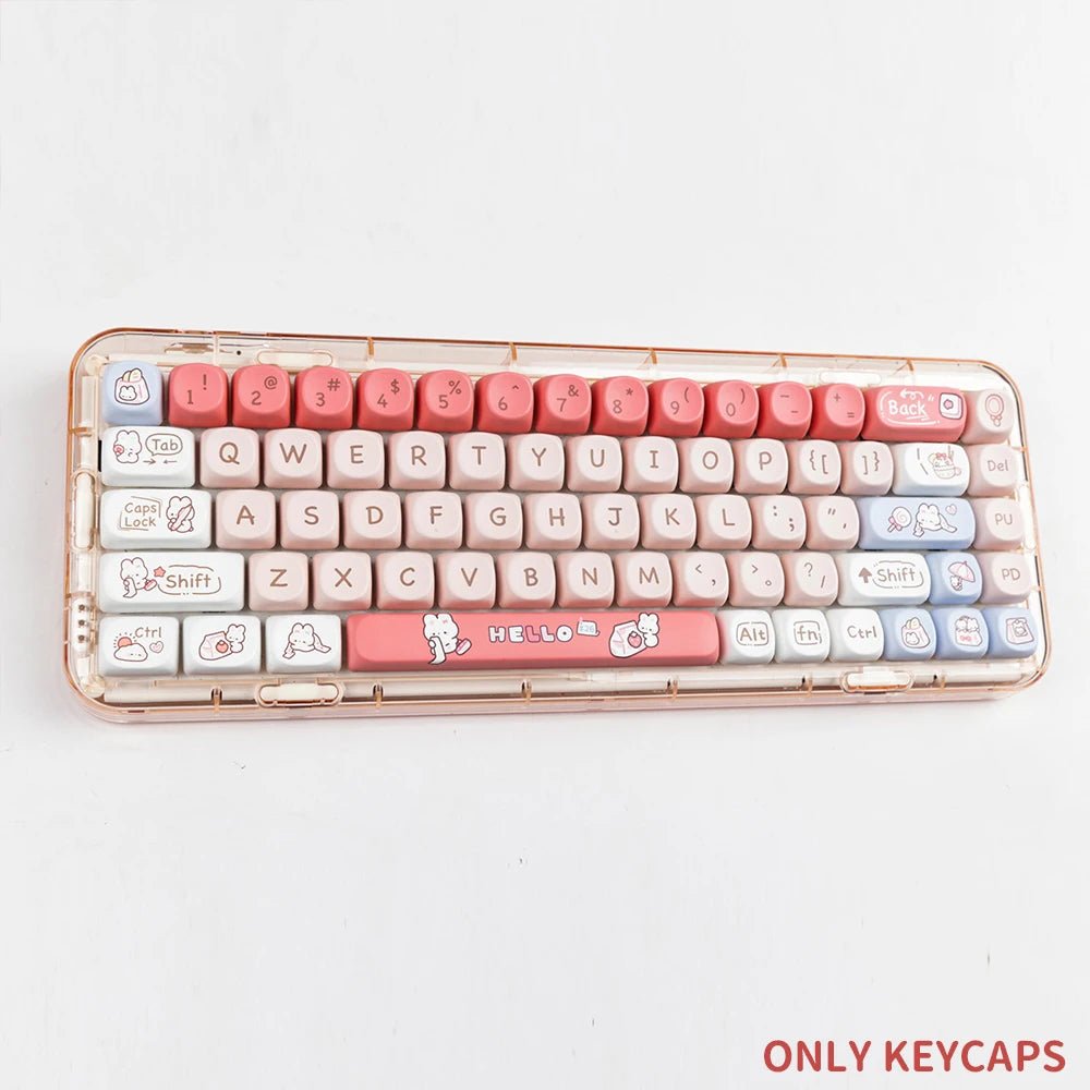 Cute Pink Shopping Bunny Theme Artisan Keycap Set