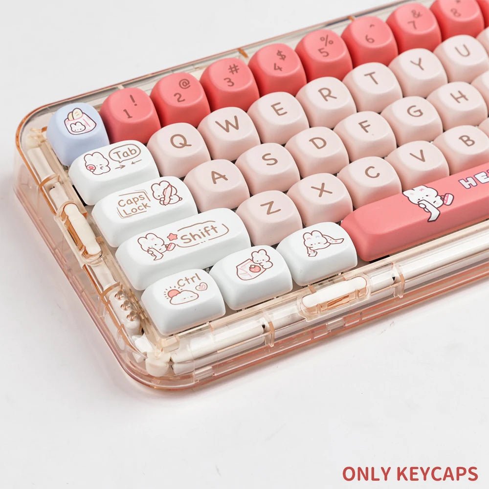 Cute Pink Shopping Bunny Theme Artisan Keycap Set