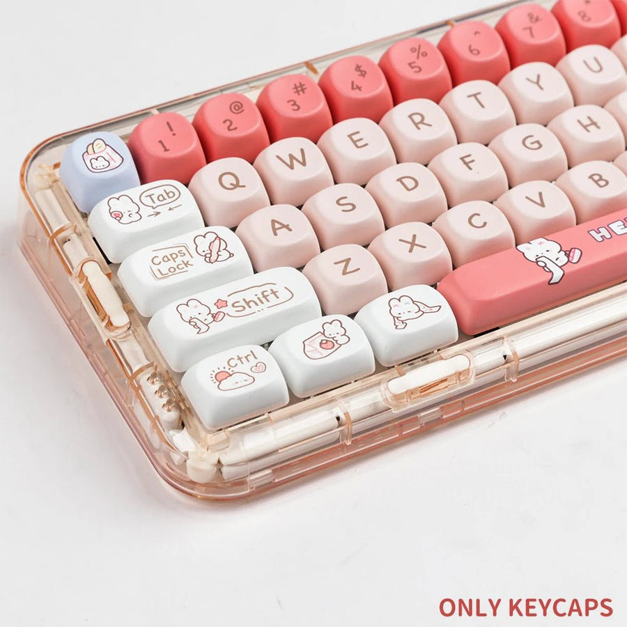 Cute Pink Shopping Bunny Theme Artisan Keycap Set
