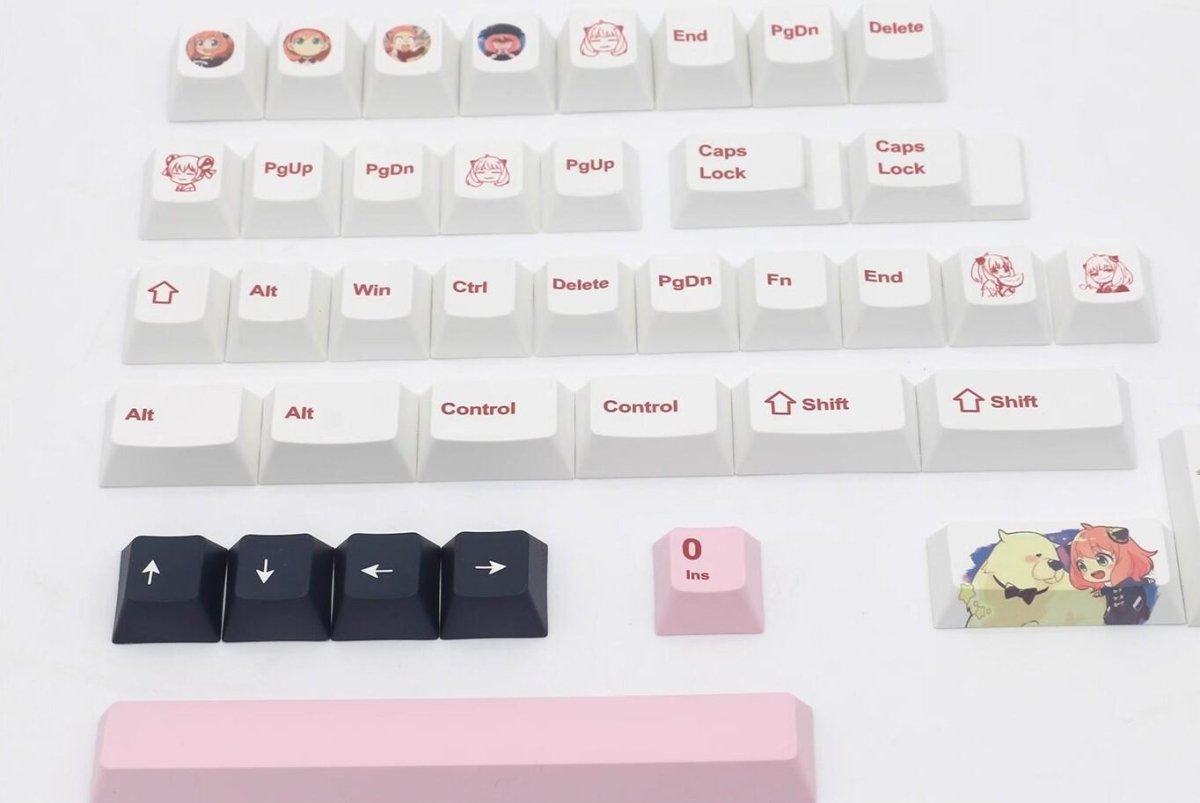 Cute Pink Spy x Family Anya Anime Keycap Set