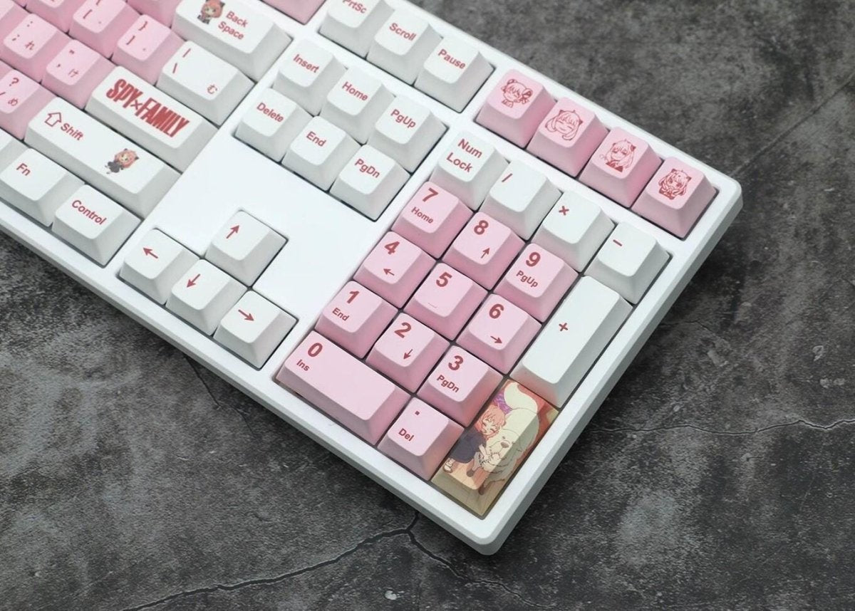 Cute Pink Spy x Family Anya Anime Keycap Set