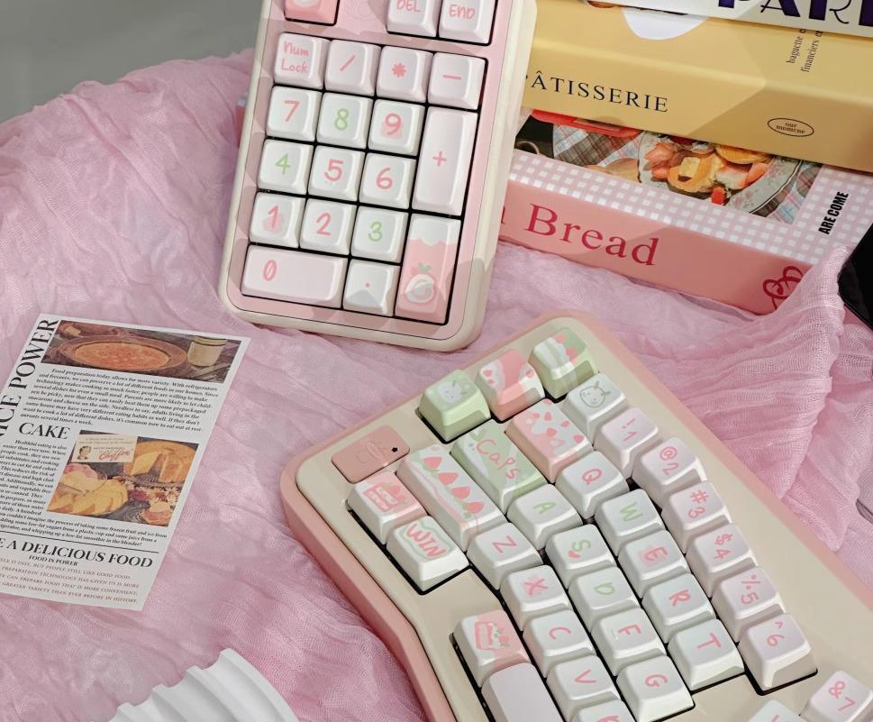 Cute Pink Strawberry Cake Theme Keycap Set
