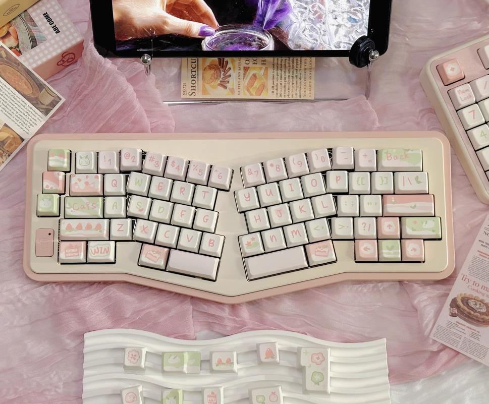 Cute Pink Strawberry Cake Theme Keycap Set