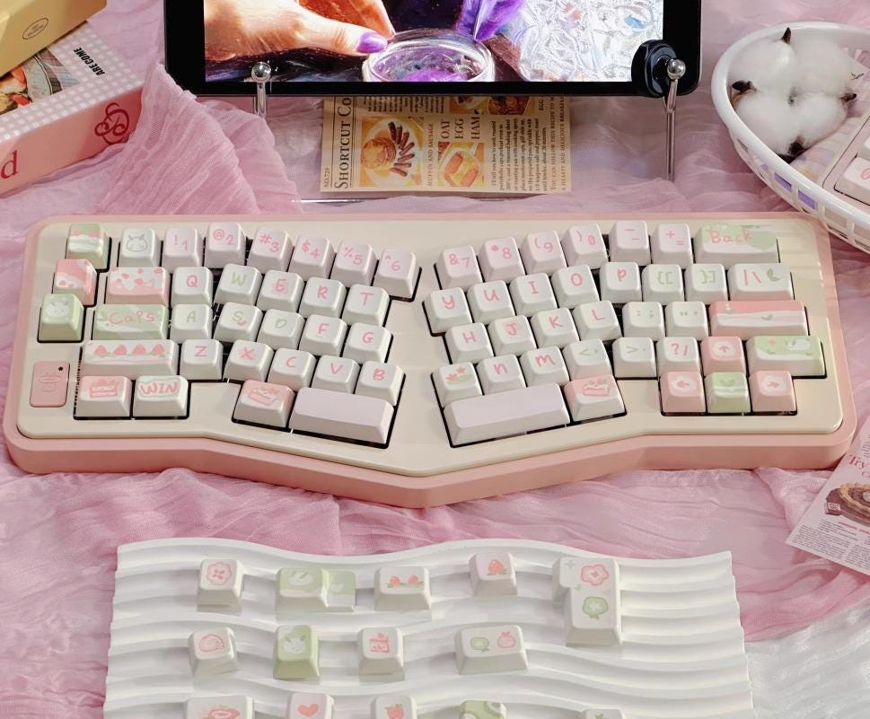 Cute Pink Strawberry Cake Theme Keycap Set