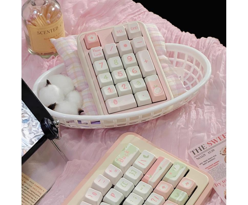 Cute Pink Strawberry Cake Theme Keycap Set