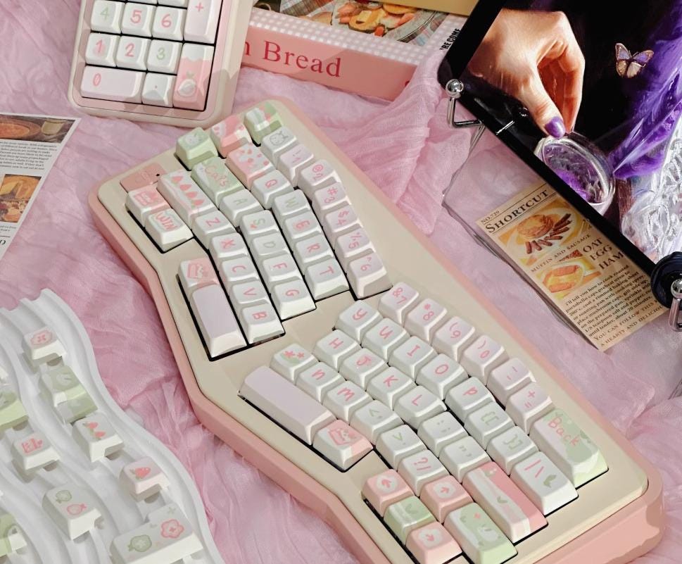Cute Pink Strawberry Cake Theme Keycap Set
