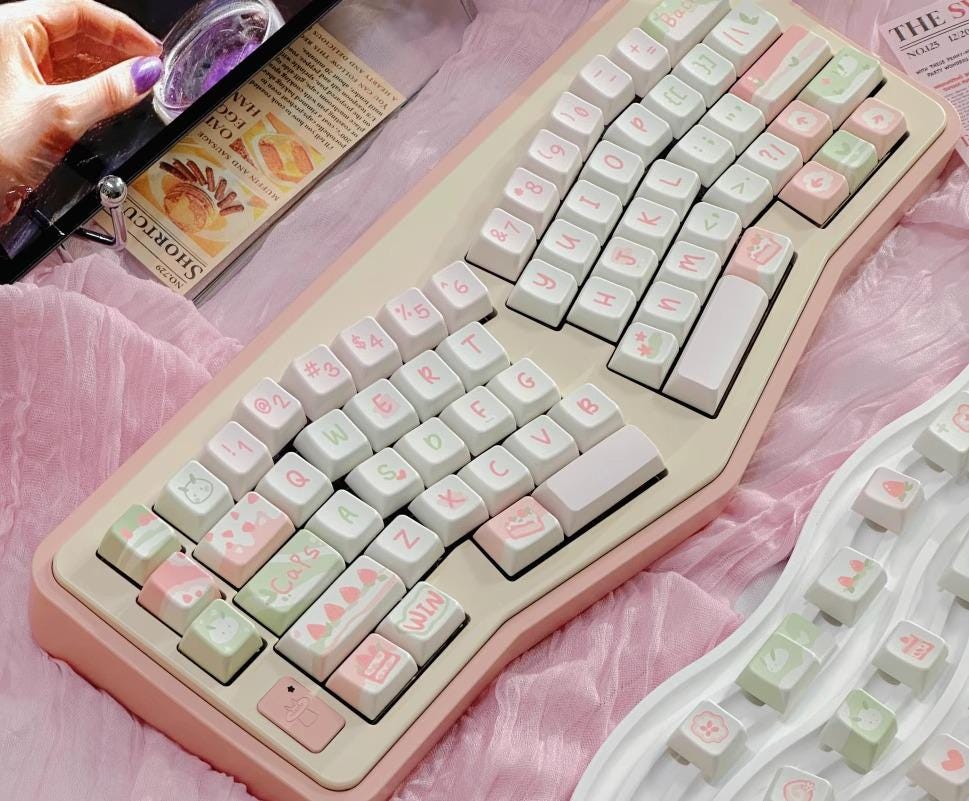 Cute Pink Strawberry Cake Theme Keycap Set