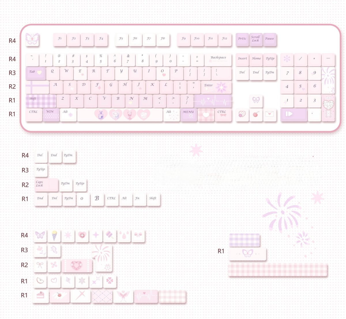Cute Pink Valentine Day Theme Keycap Set