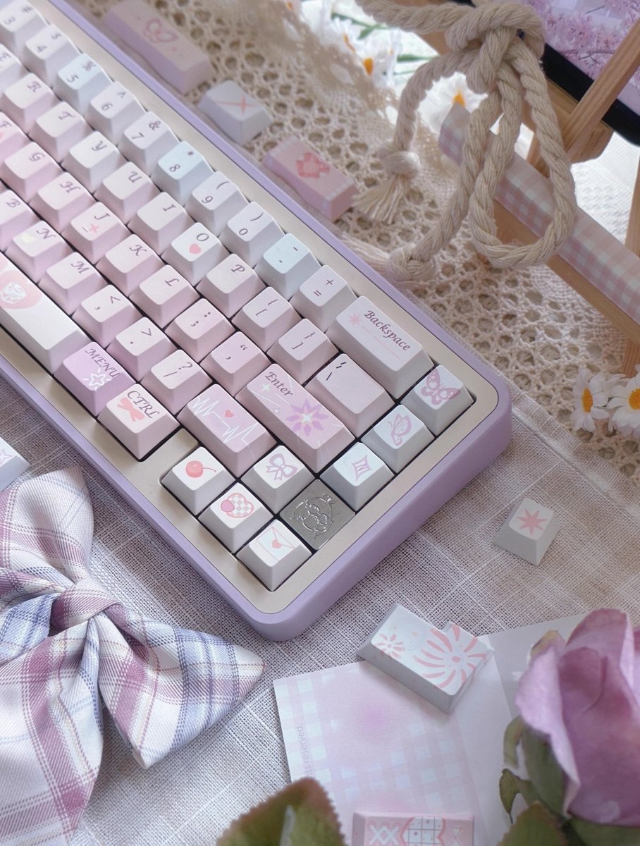 Cute Pink Valentines Day Theme PBT ISO Keycap Set