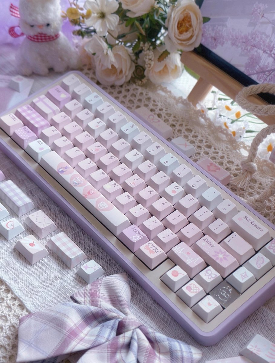 Cute Pink Valentines Day Theme PBT ISO Keycap Set