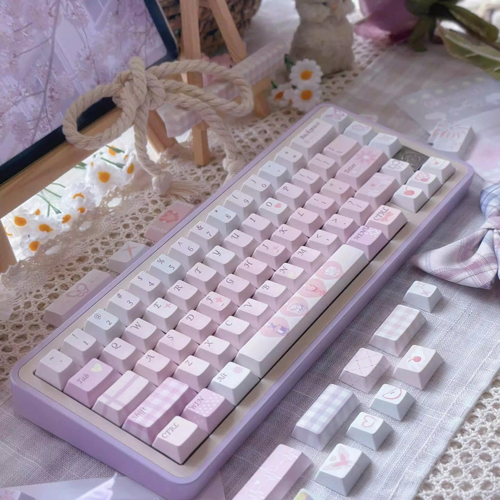 Cute Pink Valentines Day Theme PBT ISO Keycap Set