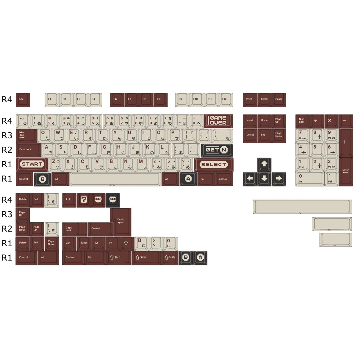 Cute Pixel Gaming Retro Style Keycap Set