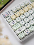 Cute Pochacco Theme Green PBT MOA Keycap Set