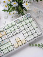 Cute Pochacco Theme Green PBT MOA Keycap Set