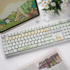 Cute Pochacco Theme Green PBT MOA Keycap Set