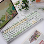 Cute Pochacco Theme Green PBT MOA Keycap Set