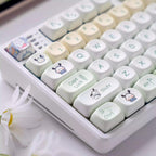 Cute Pochacco Theme Green PBT MOA Keycap Set