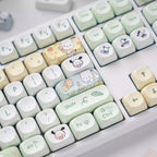Cute Pochacco Theme Green PBT MOA Keycap Set
