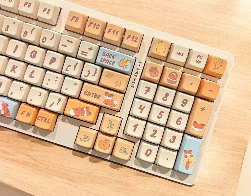 Cute Pumpkin Fox Theme Keycap Set