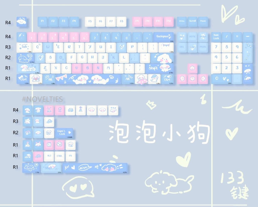 Cute Puppy Dog Theme Artisan Keycap Set