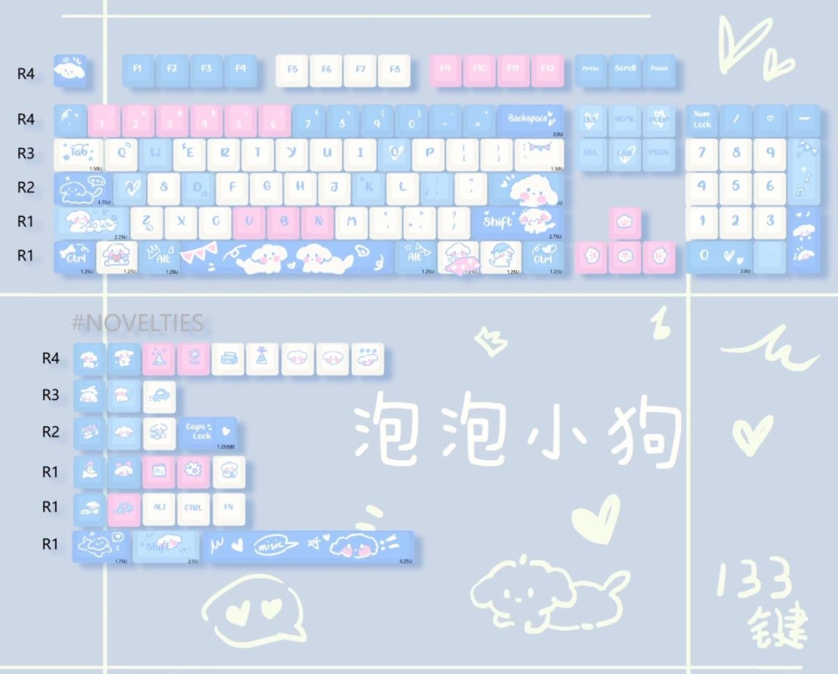 Cute Puppy Dog Theme Artisan Keycap Set