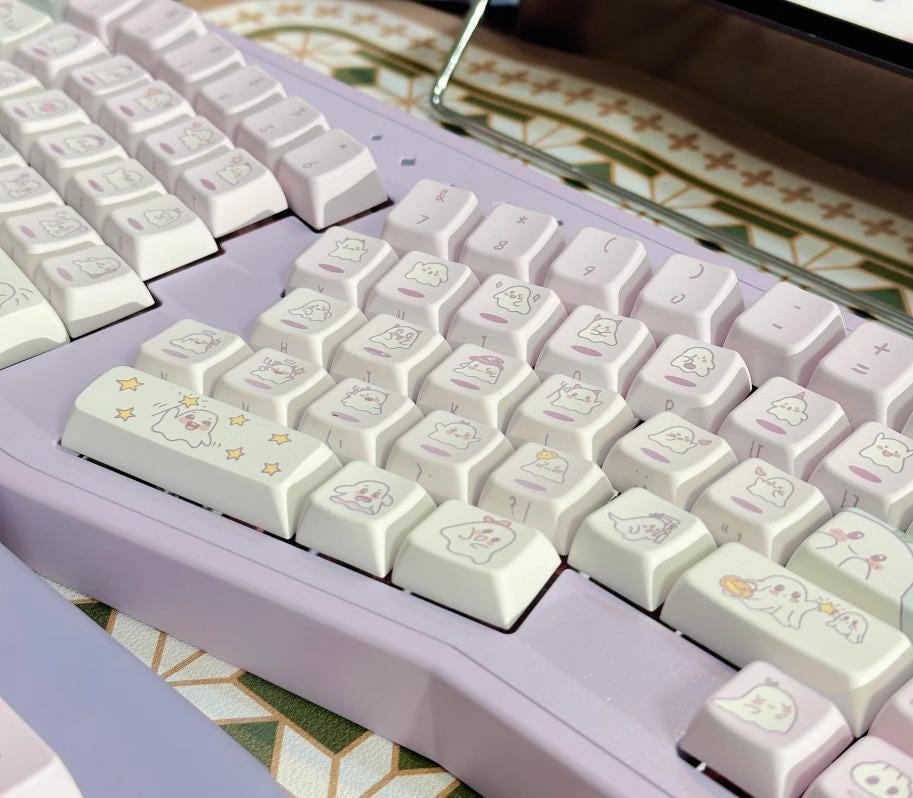 Cute Purple Ghost Theme Artisan Gradient Keycap Set