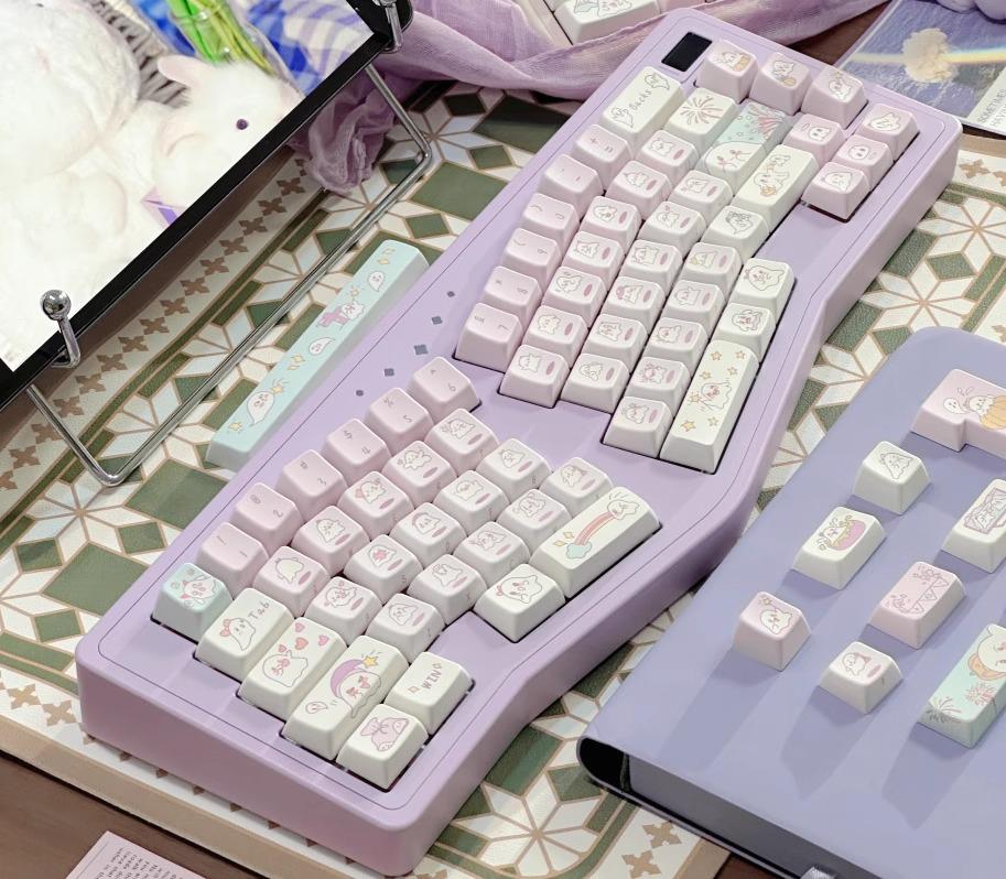 Cute Purple Ghost Theme Artisan Gradient Keycap Set