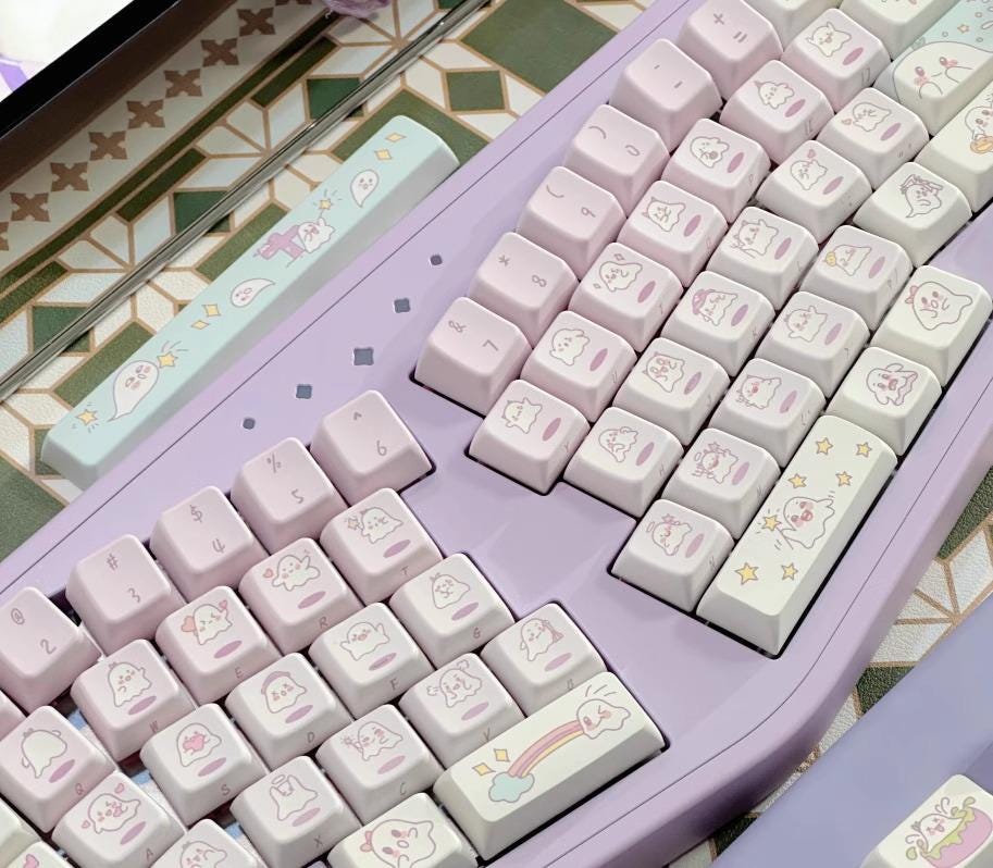 Cute Purple Ghost Theme Artisan Gradient Keycap Set