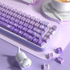 Cute Purple Wizard Cat Theme Keycap Set