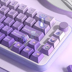 Cute Purple Wizard Cat Theme Keycap Set