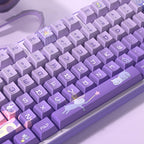 Cute Purple Wizard Cat Theme Keycap Set