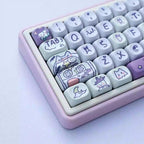 Cute Purple Wizard Magic Cat Theme Keycap Set