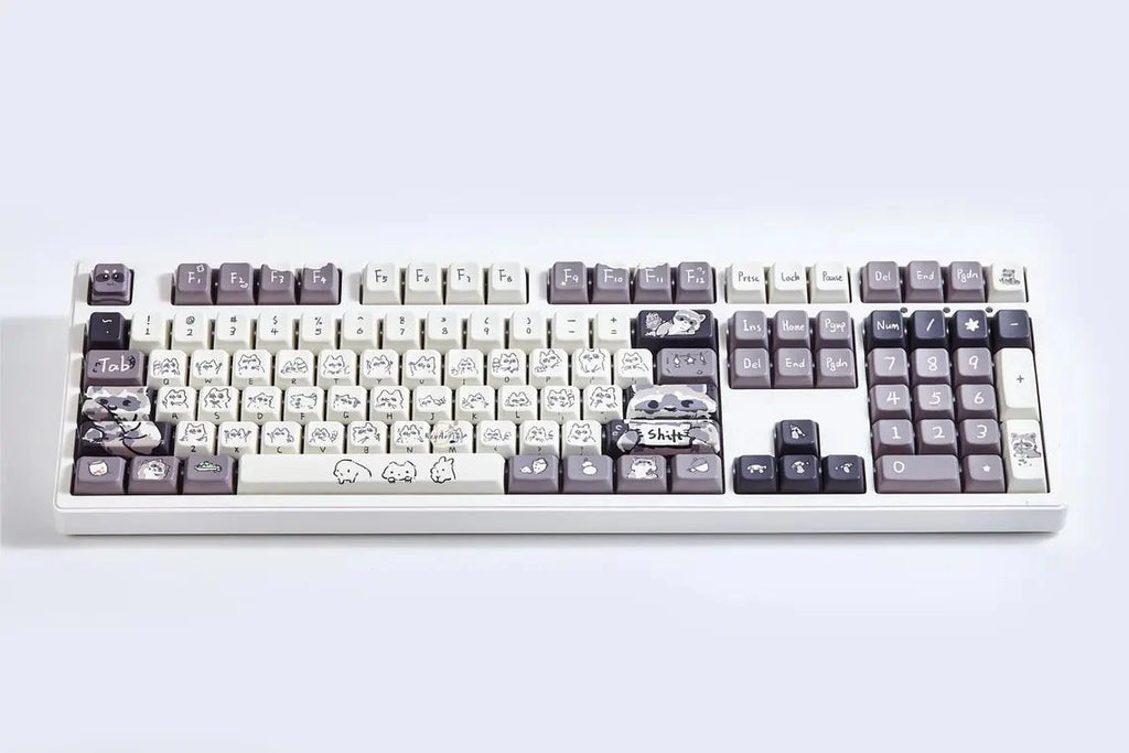 Cute Raccoon Theme Side Print Keycap Set
