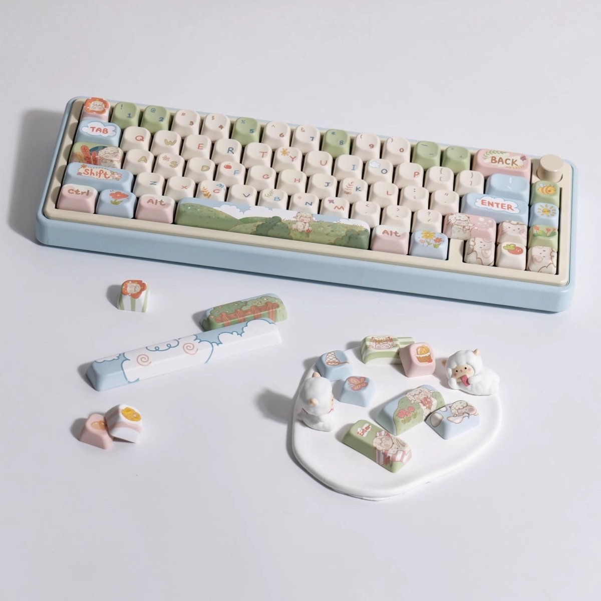 Cute Sheep Picnic Theme Animal Keycap Set
