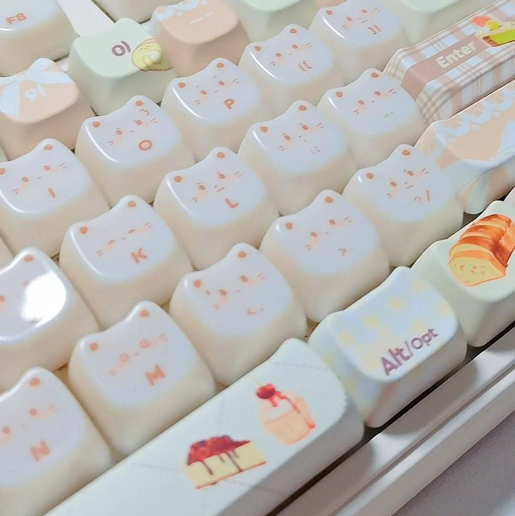 Cute Sweet Cat Bakery Theme Artisan Keycap Set