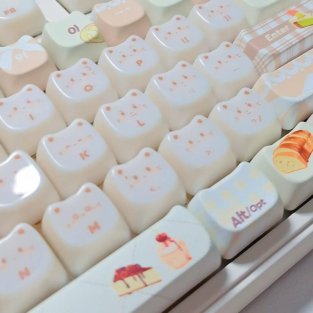 Cute Sweet Cat Bakery Theme Artisan Keycap Set