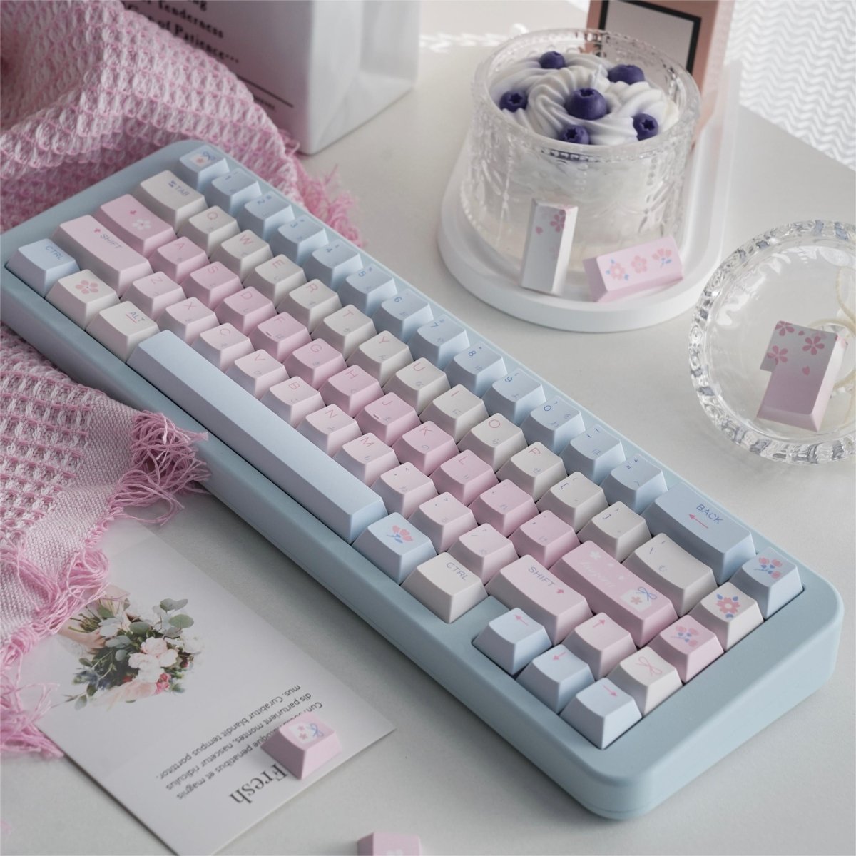 Floral Love Sky - Themed Cute Artisan Keycap Set