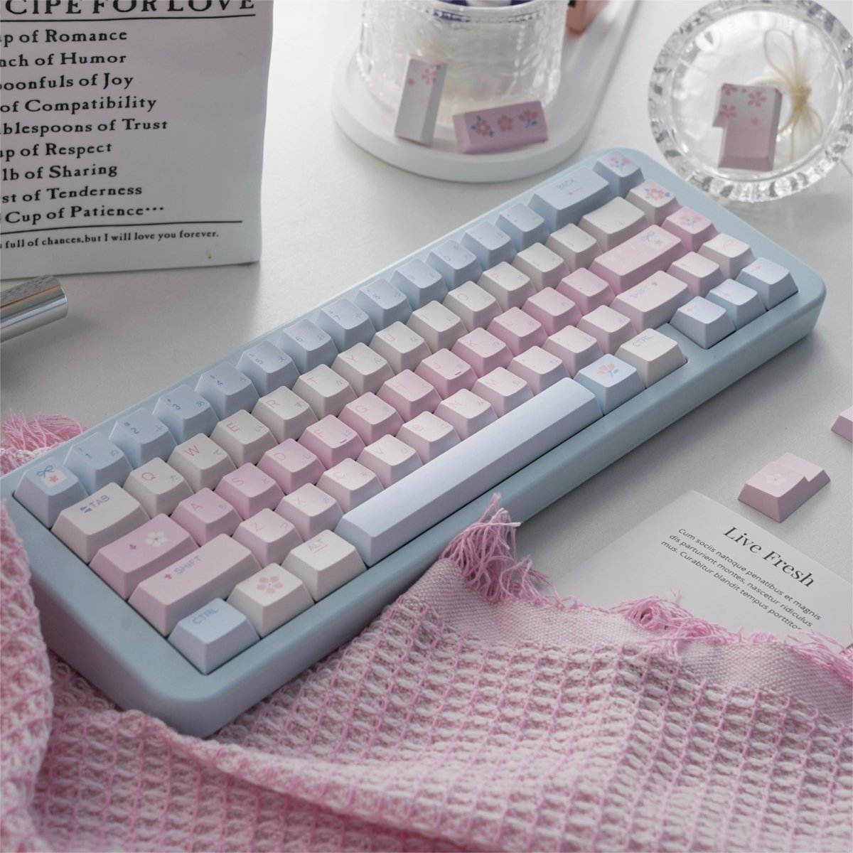 Floral Love Sky - Themed Cute Artisan Keycap Set