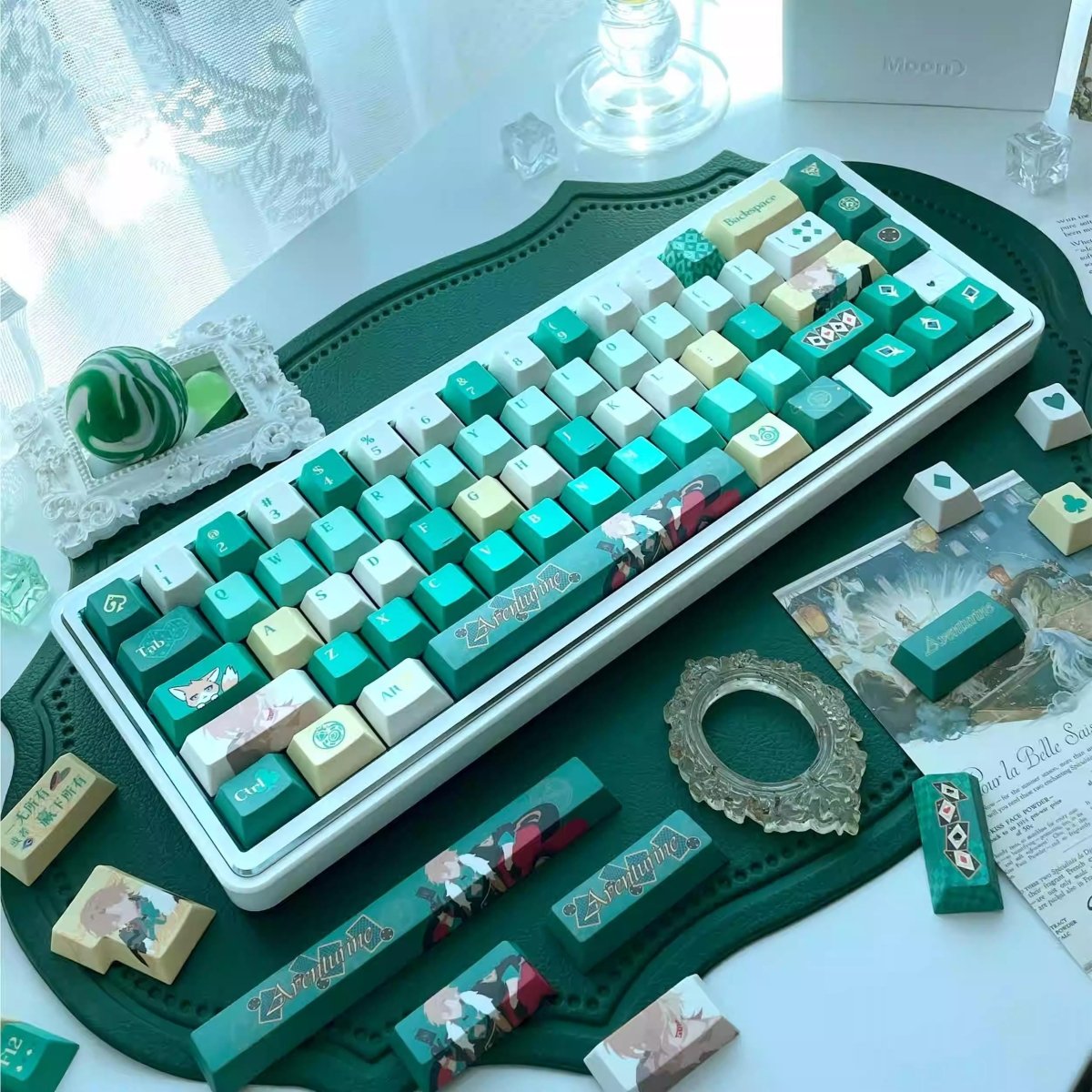Green Aventurine Theme Anime Keycap Set