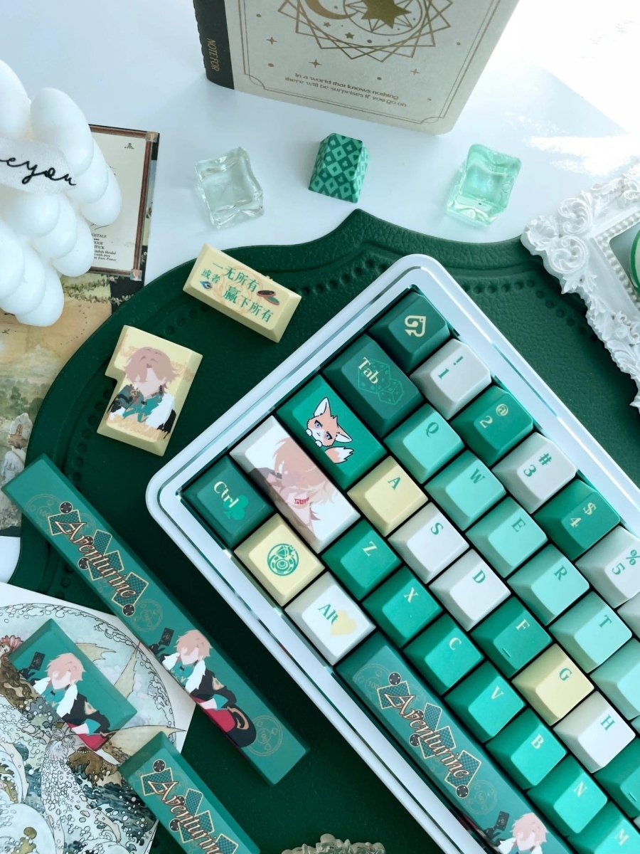 Green Aventurine Theme Anime Keycap Set