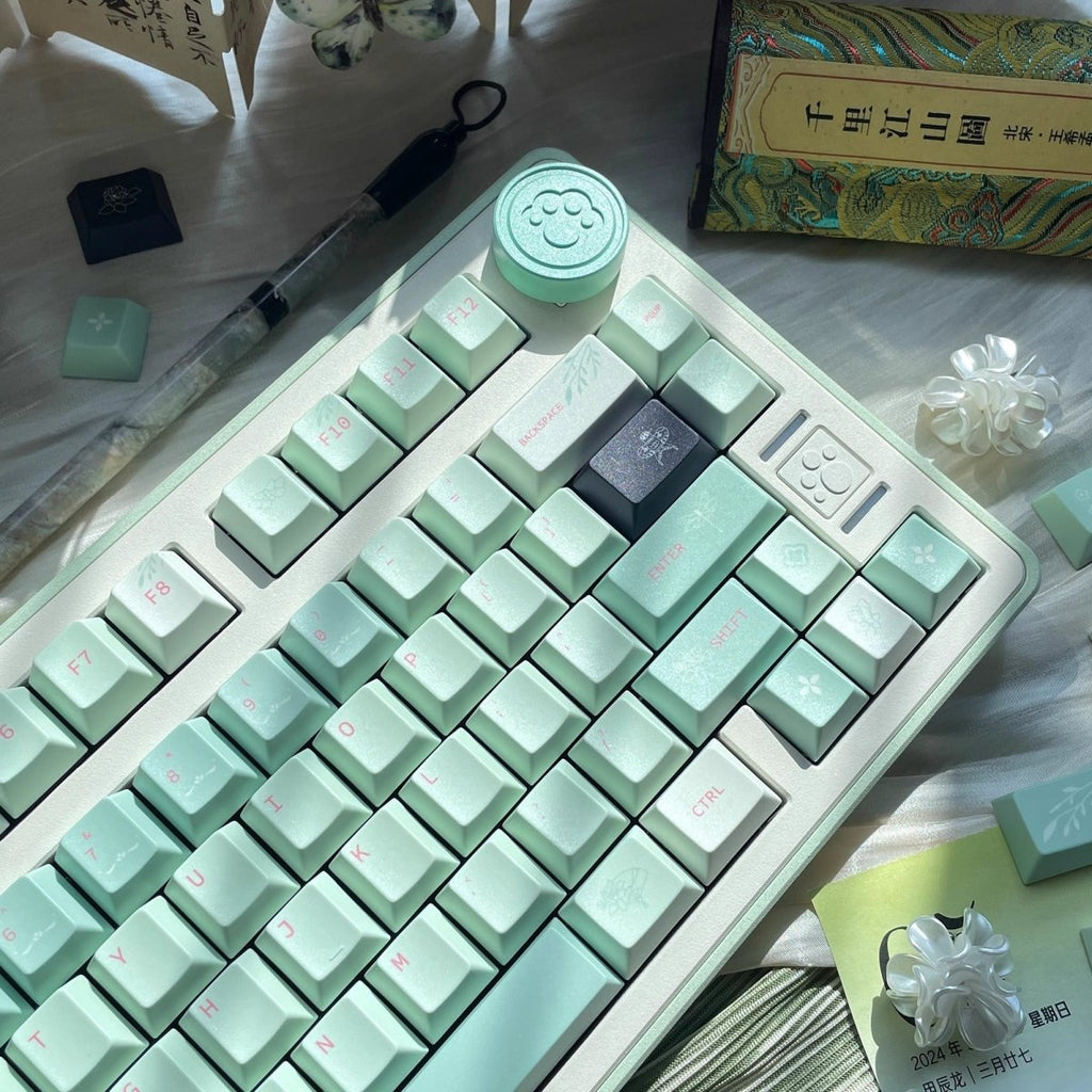 Green Floral Theme Matcha Keycap Set