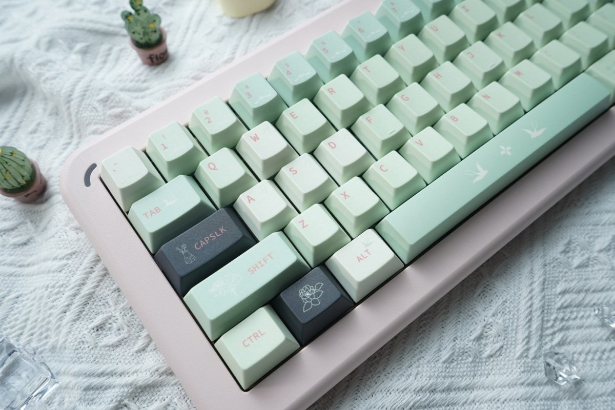 Green Floral Theme Matcha Keycap Set