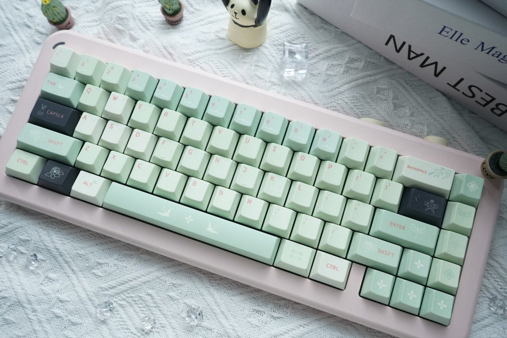 Green Floral Theme Matcha Keycap Set