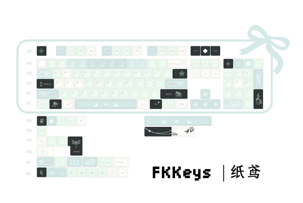 Green Floral Theme Matcha Keycap Set
