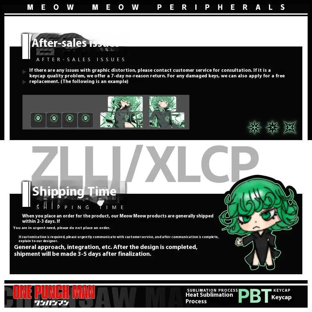 One Punch Man Tatsumaki Theme Anime Keycap Set