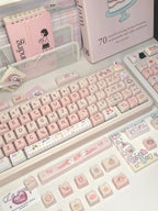 Pink Cat Theme Keycap Set